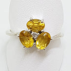 9ct White Gold Citrine &amp; Diamond Cluster Ring