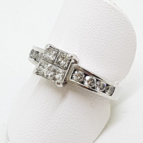 18ct White Gold Channel Set Diamond Square Engagement Ring