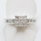 18ct White Gold Diamond Engagement Ring - Square Cluster