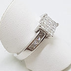 18ct White Gold Diamond Engagement Ring - Square Cluster