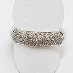 18ct White Gold Pave Set Diamond Wide Band Ring