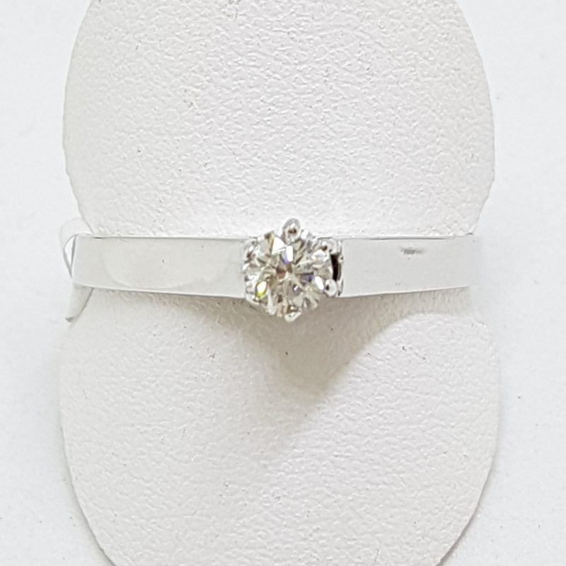 18ct White Gold High Set Round Diamond Solitaire Engagement Ring