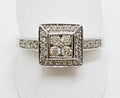 9ct White Gold Square Cluster Diamond Ring