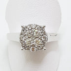 10ct White Gold Large Round Cluster Diamond Ring
