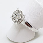 10ct White Gold Large Round Cluster Diamond Ring
