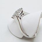 10ct White Gold Large Round Cluster Diamond Ring