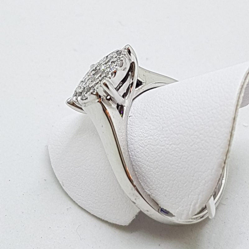 10ct White Gold Large Round Cluster Diamond Ring