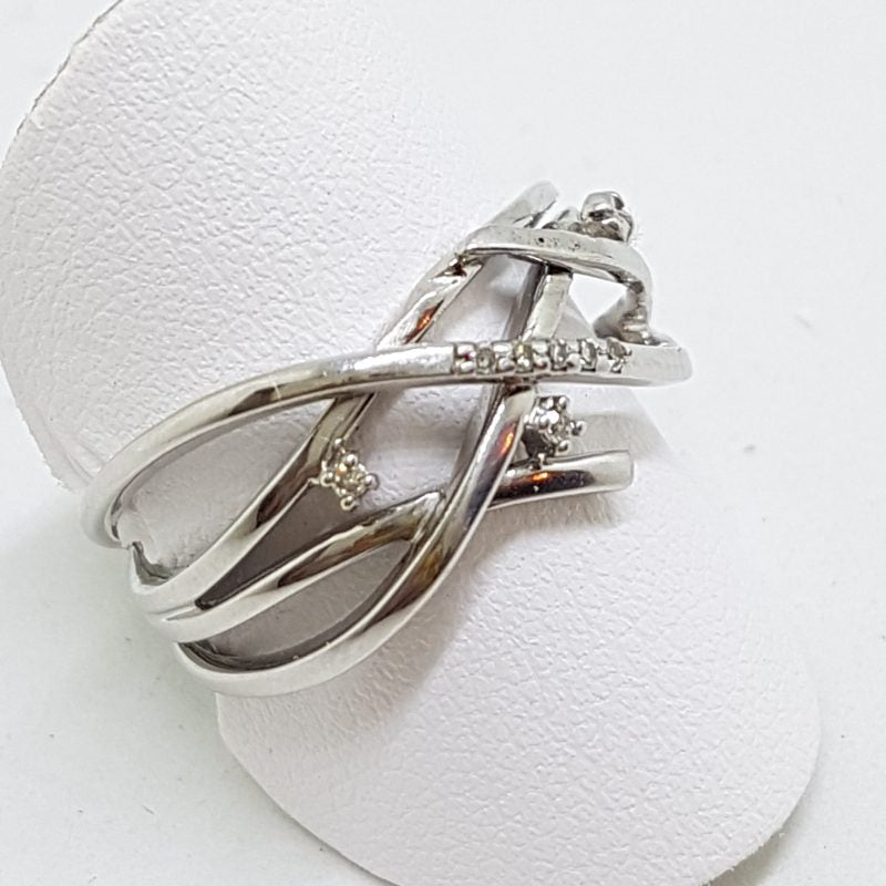 9ct White Gold Diamond Open Design Ring