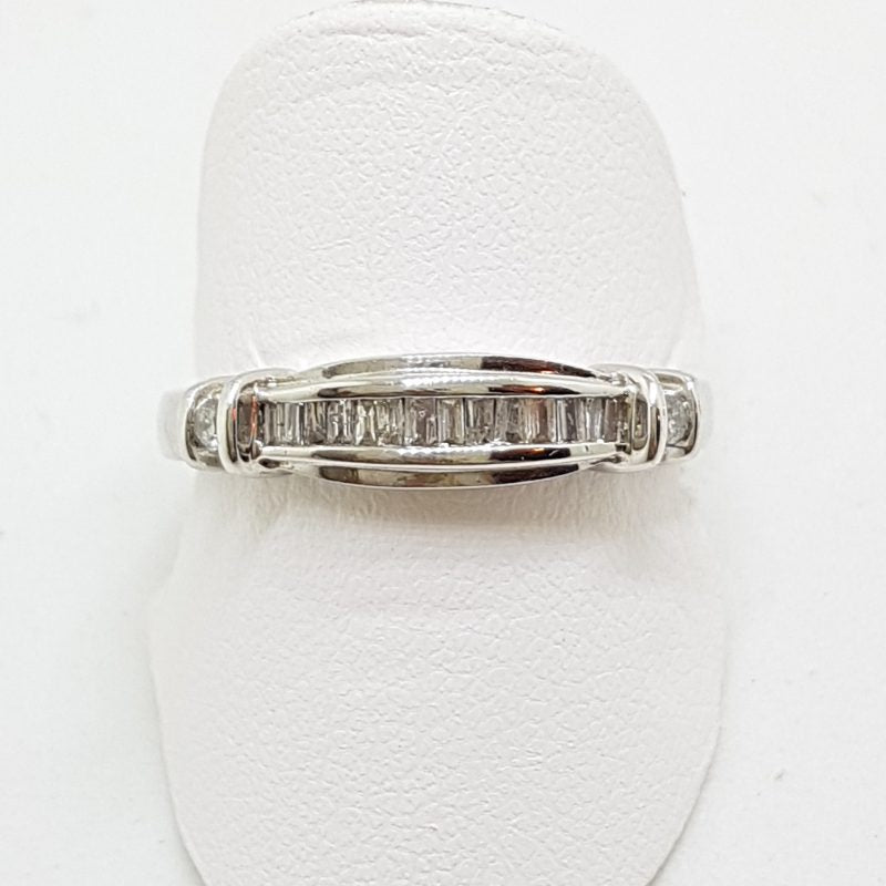 10ct White Gold Diamond Channel Set Curved Ring