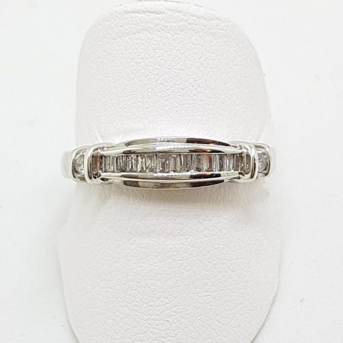 10ct White Gold Diamond Channel Set Curved Ring