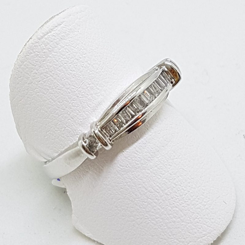 10ct White Gold Diamond Channel Set Curved Ring