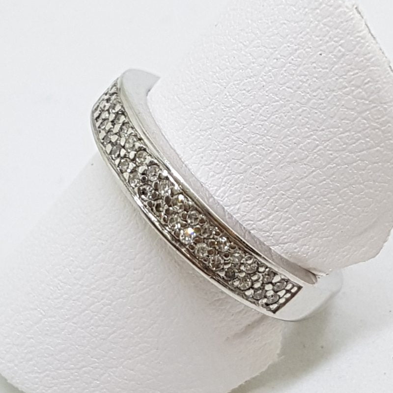9ct White Gold Diamond Pave Set Band Ring