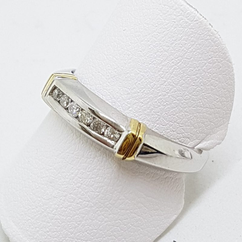 9ct White & Yellow Gold Channel Set Diamond Ring