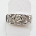 9ct White Gold Diamond Wide Cross Design Band Ring