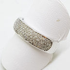 10ct White Gold Pave Set Diamond Wide Band Ring