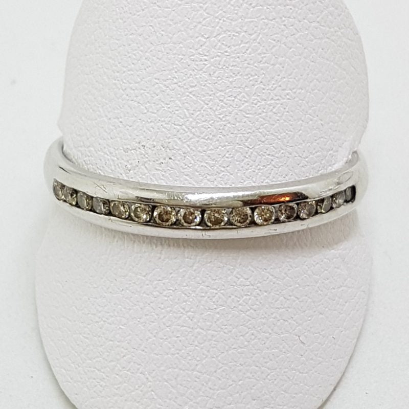 9ct White Gold Diamond Channel Set Band Ring