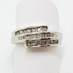 9ct White Gold Diamond Channel Set Wide Ring