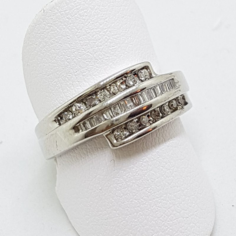 9ct White Gold Diamond Channel Set Wide Ring