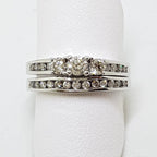 10ct White Gold Channel & Claw Set Diamond Engagement & Wedding Ring Set