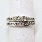 10ct White Gold Channel & Claw Set Diamond Engagement & Wedding Ring Set