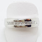 9ct White Gold Wide Channel Set Diamond Wedding Band Ring