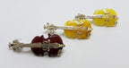 Sterling Silver Brown and Butter Natural Amber Carved Violin Brooches/Pendants - Sold Separately