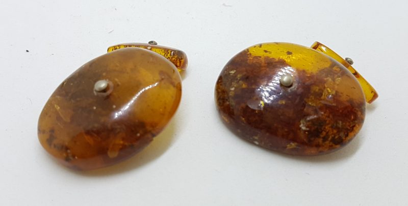 Vintage Natural Amber Large Cufflinks