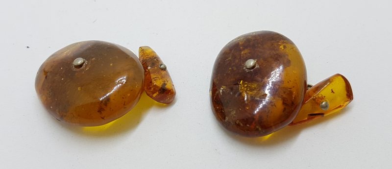 Vintage Natural Amber Large Cufflinks