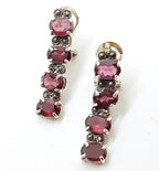 Sterling Silver Marcasite &amp; Garnet Long Drop Earrings