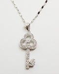 9ct White Gold Ornate Diamond Key Pendant on Gold Chain - 21st