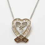10ct White Gold Channel Set Diamond Heart Pendant on 9ct Gold Chain