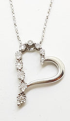 9ct White Gold Large Heart Diamond Pendant on 9ct Chain