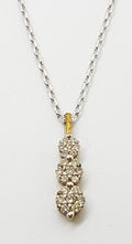 9ct White &amp; Yellow Gold Diamond Cluster Drop Pendant on Gold Chain