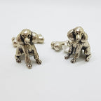 Sterling Silver Poodle Dog & Bone Cufflinks