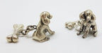 Sterling Silver Poodle Dog & Bone Cufflinks