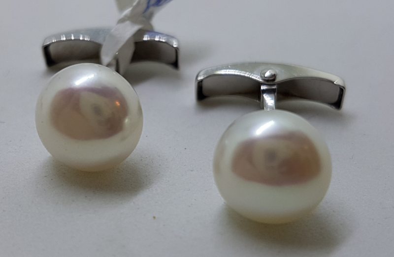Sterling Silver Pearl Cufflinks