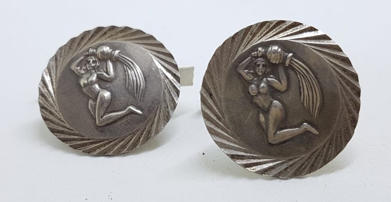 Sterling Silver Large Round Zodiac Cufflinks