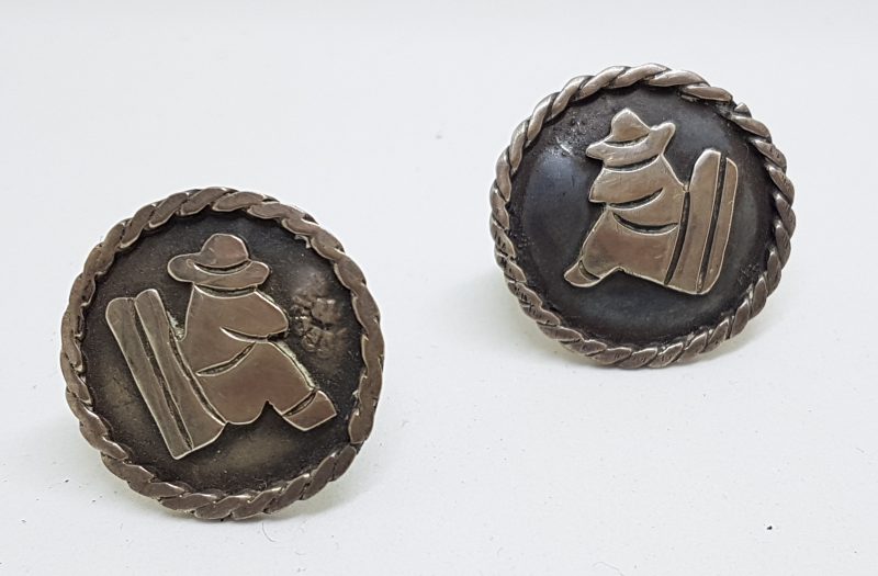 Sterling Silver Large Round Mexican Cufflinks