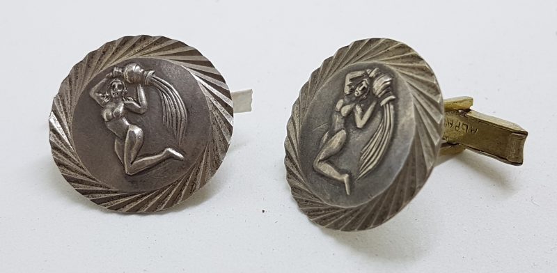 Sterling Silver Large Round Zodiac Cufflinks