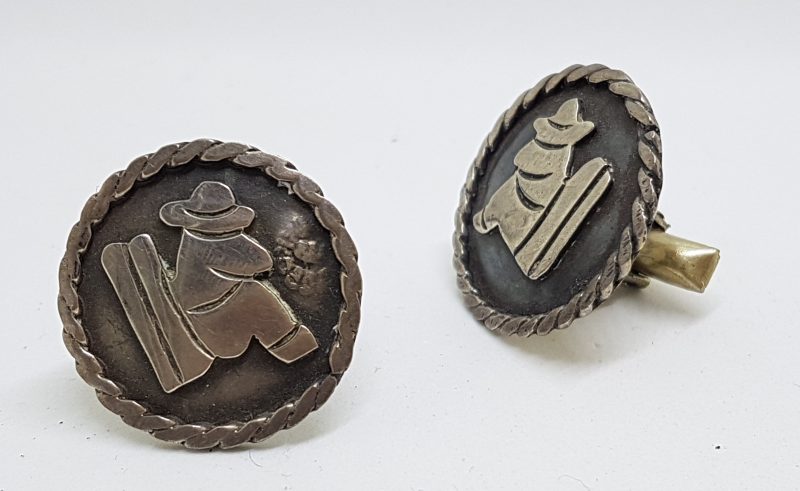 Sterling Silver Large Round Mexican Cufflinks