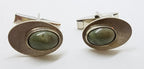 Sterling Silver Oval Green Stone Cufflinks