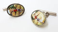 Sterling Silver Enamel Oval Golf Player Cufflinks