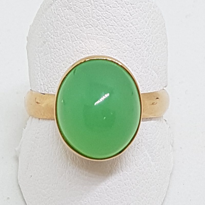 9ct Rose Gold Bezel Set Chrysoprase / Australian Jade Ring