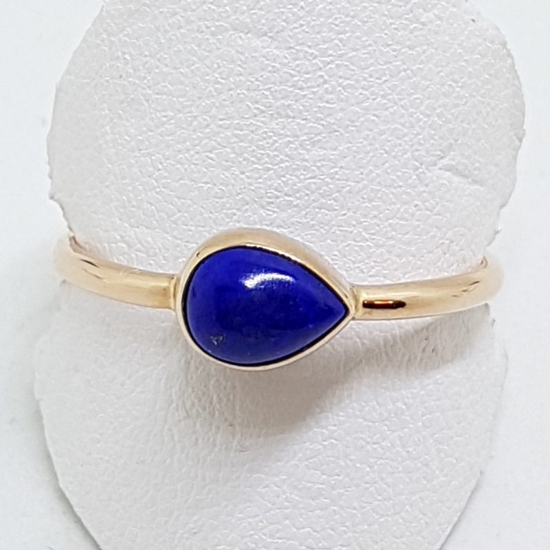 9ct Rose Gold Teardrop Shape Lapis Lazuli Ring - Stackable