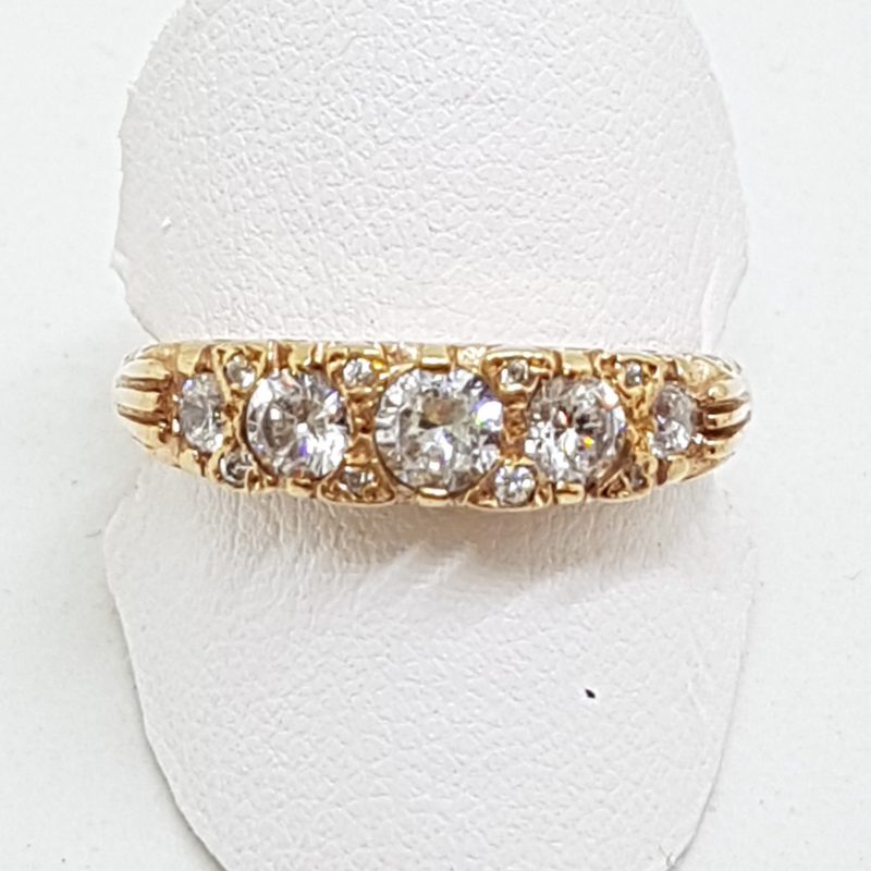 9ct Rose Gold Filigree / Ornate Cubic Zirconia Bridge Set Ring