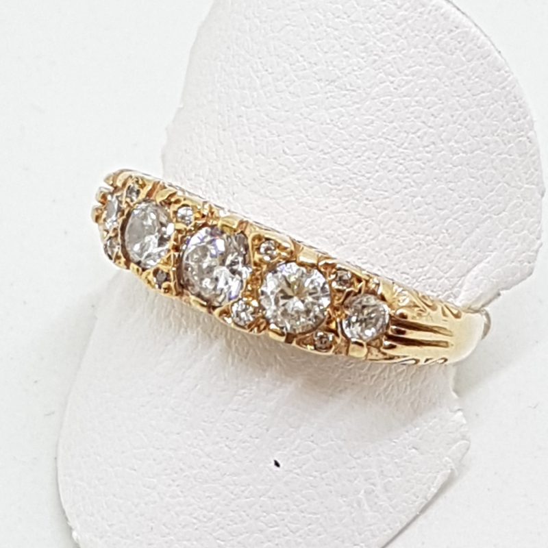 9ct Rose Gold Filigree / Ornate Cubic Zirconia Bridge Set Ring