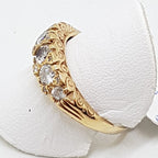 9ct Rose Gold Filigree / Ornate Cubic Zirconia Bridge Set Ring