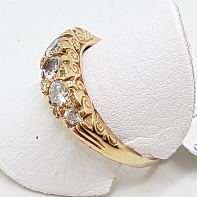 9ct Rose Gold Filigree / Ornate Cubic Zirconia Bridge Set Ring