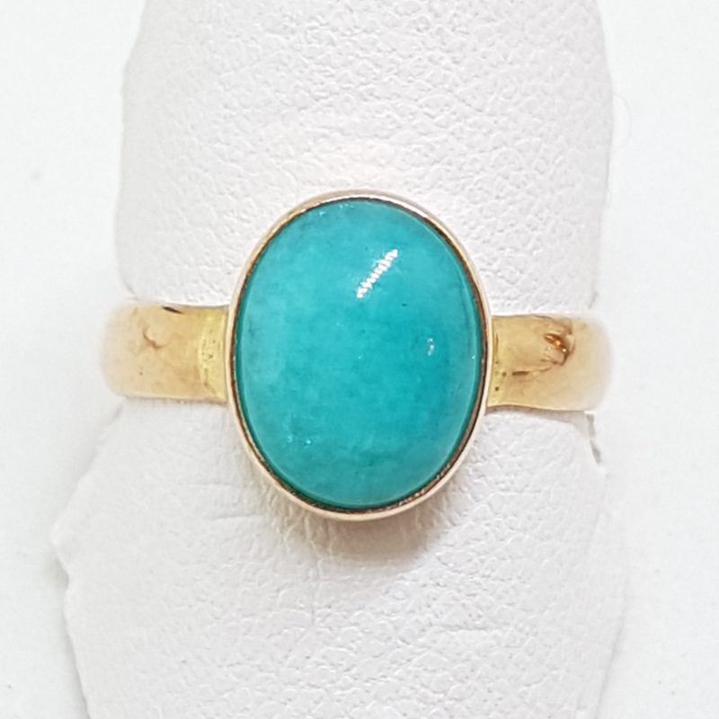 9ct Rose Gold Natural Amazonite Ring - Stackable - Oval
