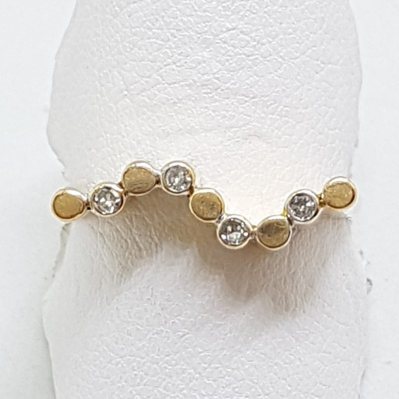 14ct Rose Gold Bezel Set 4 Diamonds High Wave Shape Ring